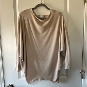 Beige Oversized Long Sleeve dollman Top